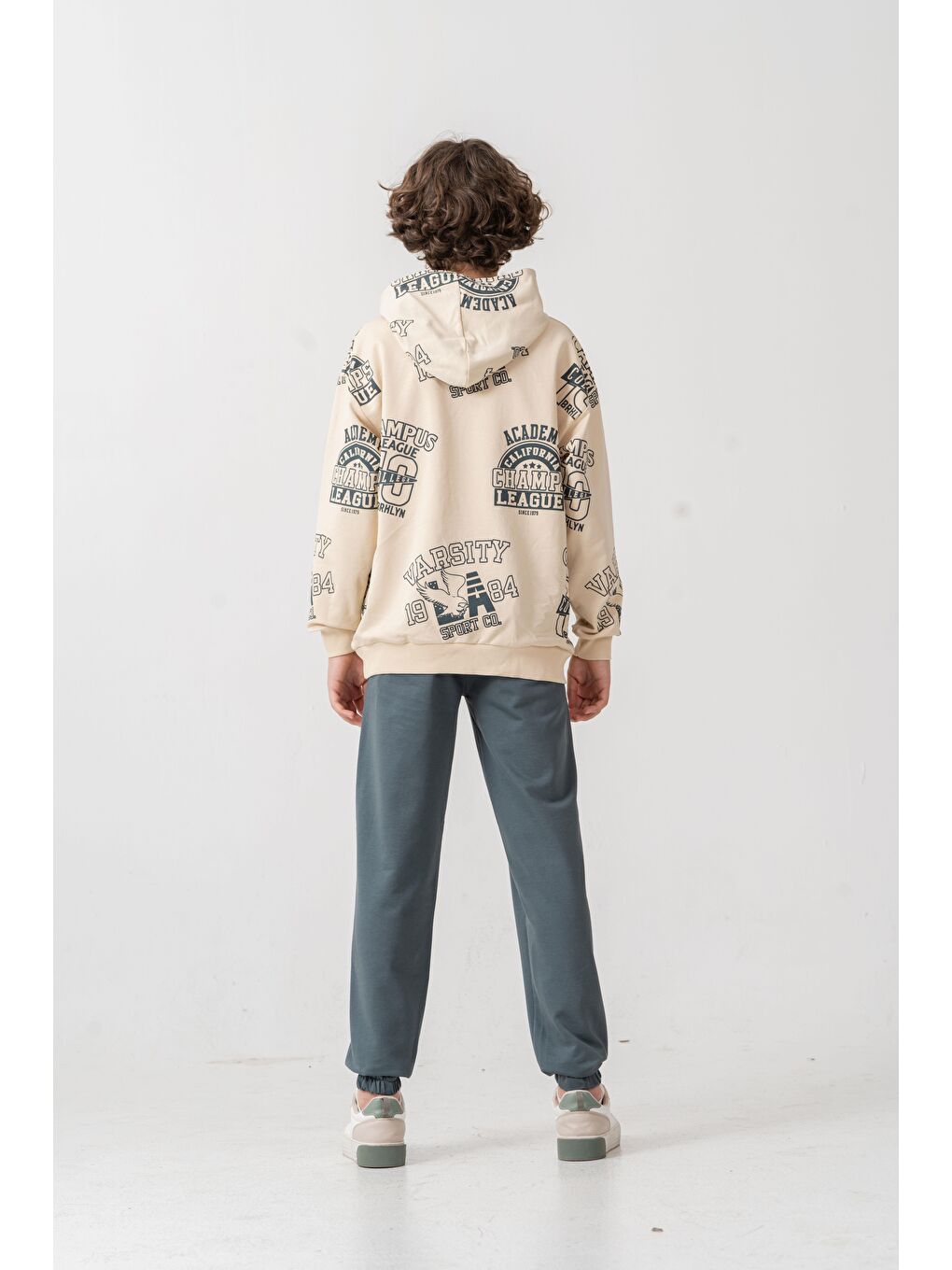 Gri Academy California Champ League Since 1979 Baskılı Erkek Çocuk Alt Üst Eşofman Takımı-3