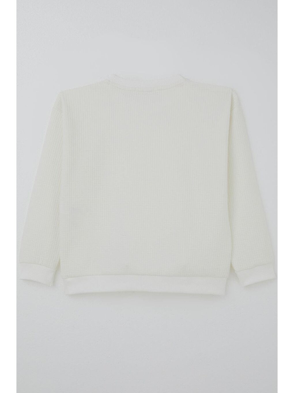 Kız Çocuk Sweatshirt Örgü Aplike Fiyonk Armalı Ekru (5-9 Yaş)-3