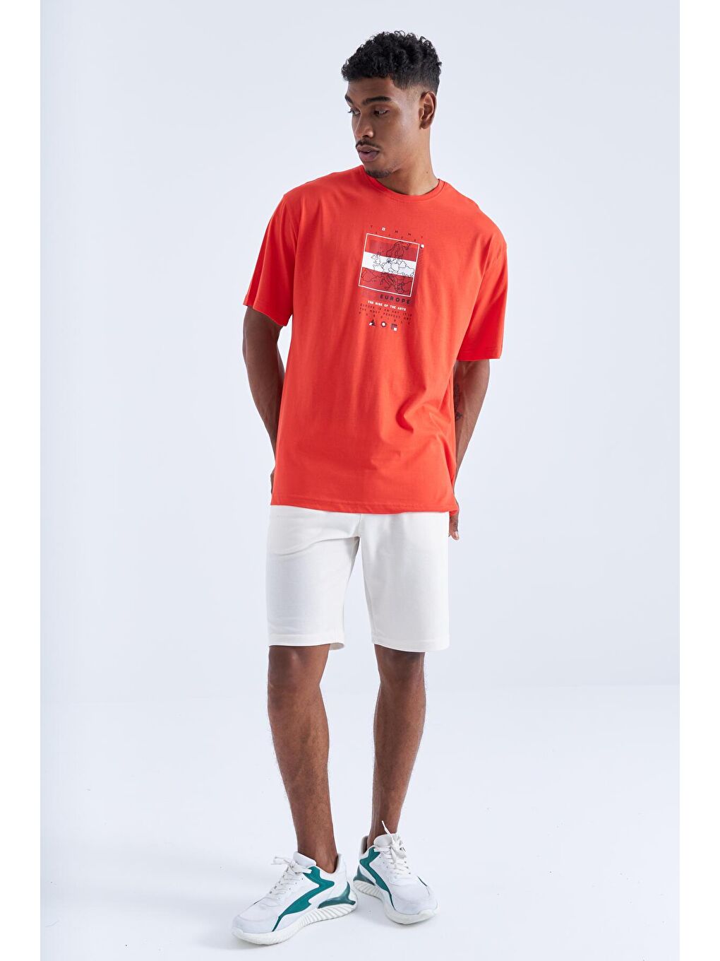 TOMMYLIFE Kırmızı Fiesta Baskı Detaylı O Yaka Erkek Oversize T-Shirt - 88094 - 3