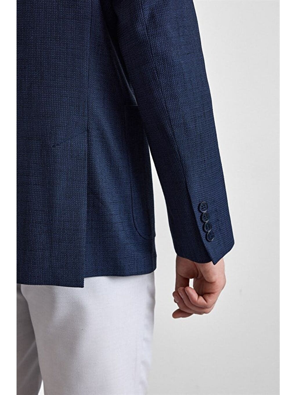 Lacivert Regular Mono Yaka Torba Cep 6 Drop Klasik Ceket-6