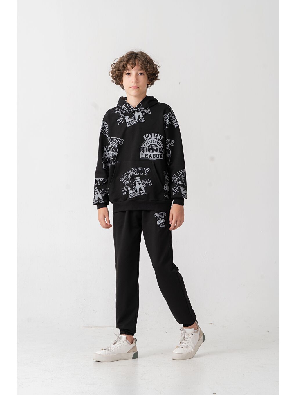 Siyah Academy California Champ League Since 1979 Baskılı Erkek Çocuk Alt Üst Eşofman Takımı