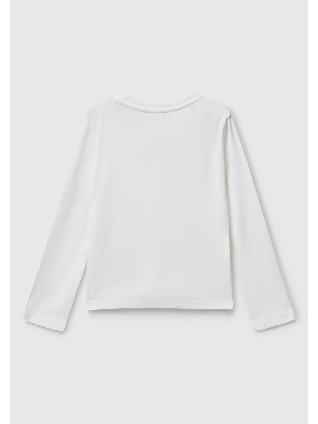 Kız Çocuk Ekru Önü Parıltılı Logo Baskılı Slim Fit Uzun Kollu T-shirt-1