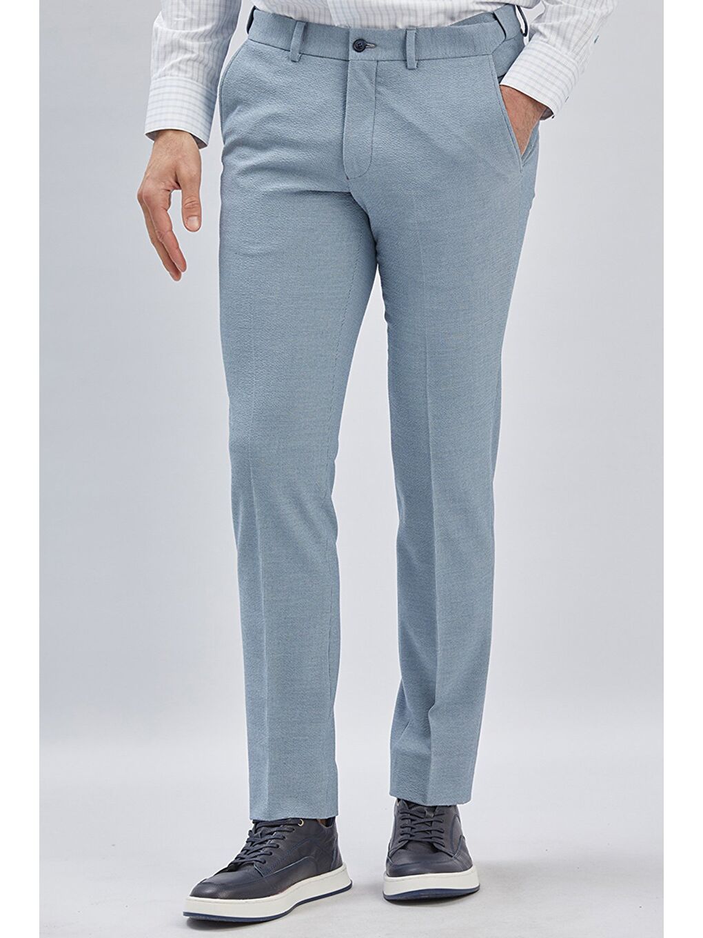 Mavi Esnek Lastikli Yandan Cepli Casual Slim Fit Ayarlanabilir Kemer Pantolon 1003240162-2