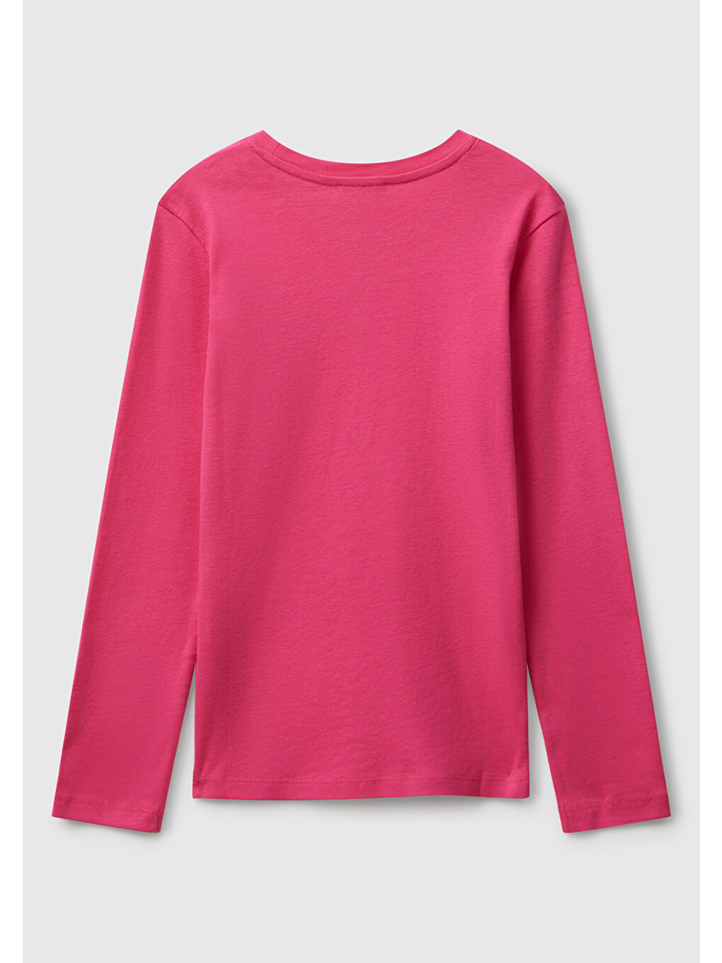 Kız Çocuk Pembe Parıltılı Logo Baskılı Regular Fit Uzun Kollu T-shirt-1