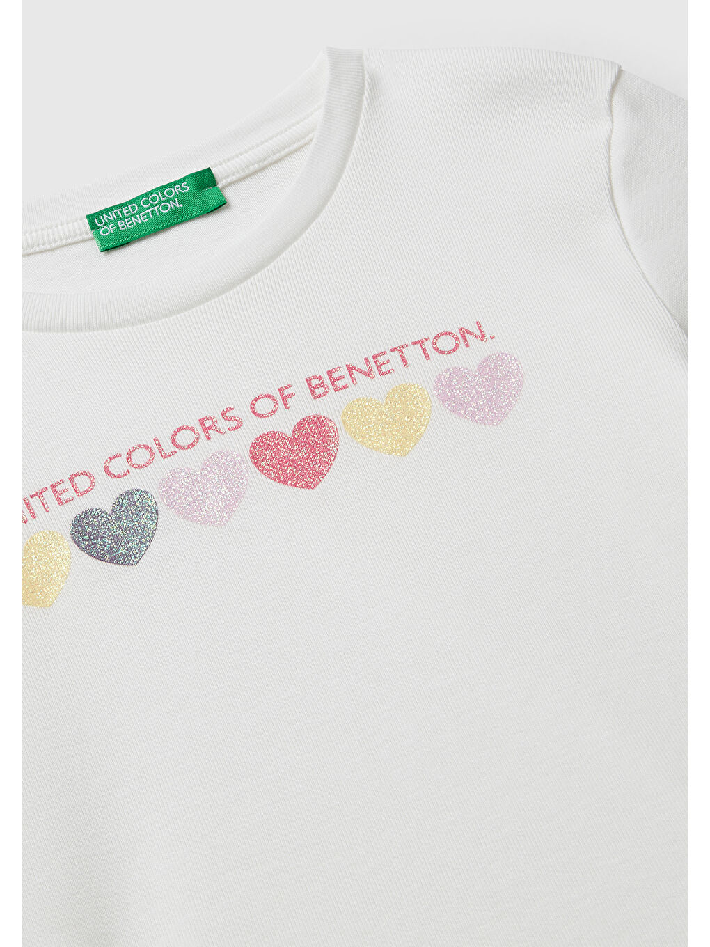 Kız Çocuk Ekru Önü Parıltılı Logo Baskılı Slim Fit Uzun Kollu T-shirt-2