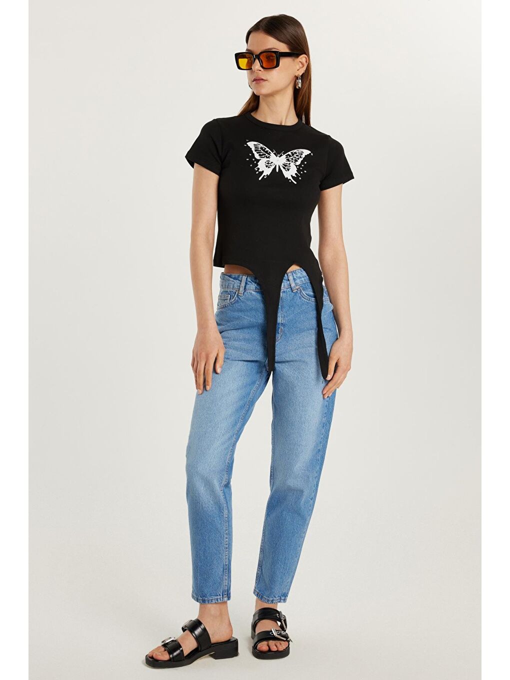 Kadın Regular Fit Boru Paça Mavi Jean Jean Pantolon-3