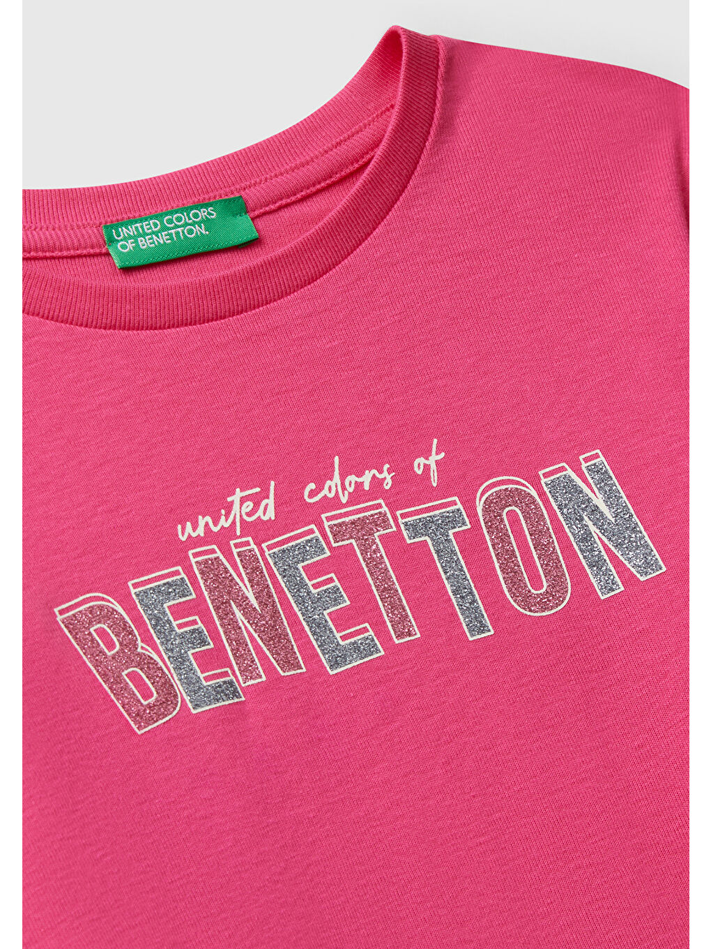 Kız Çocuk Pembe Parıltılı Logo Baskılı Regular Fit Uzun Kollu T-shirt-2