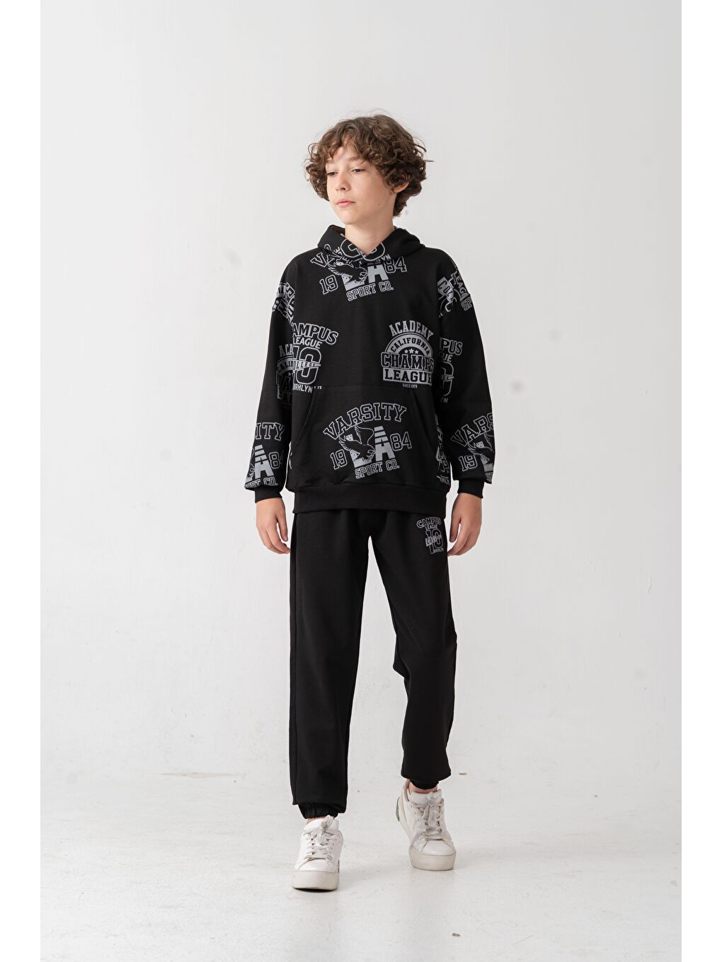 Siyah Academy California Champ League Since 1979 Baskılı Erkek Çocuk Alt Üst Eşofman Takımı-1