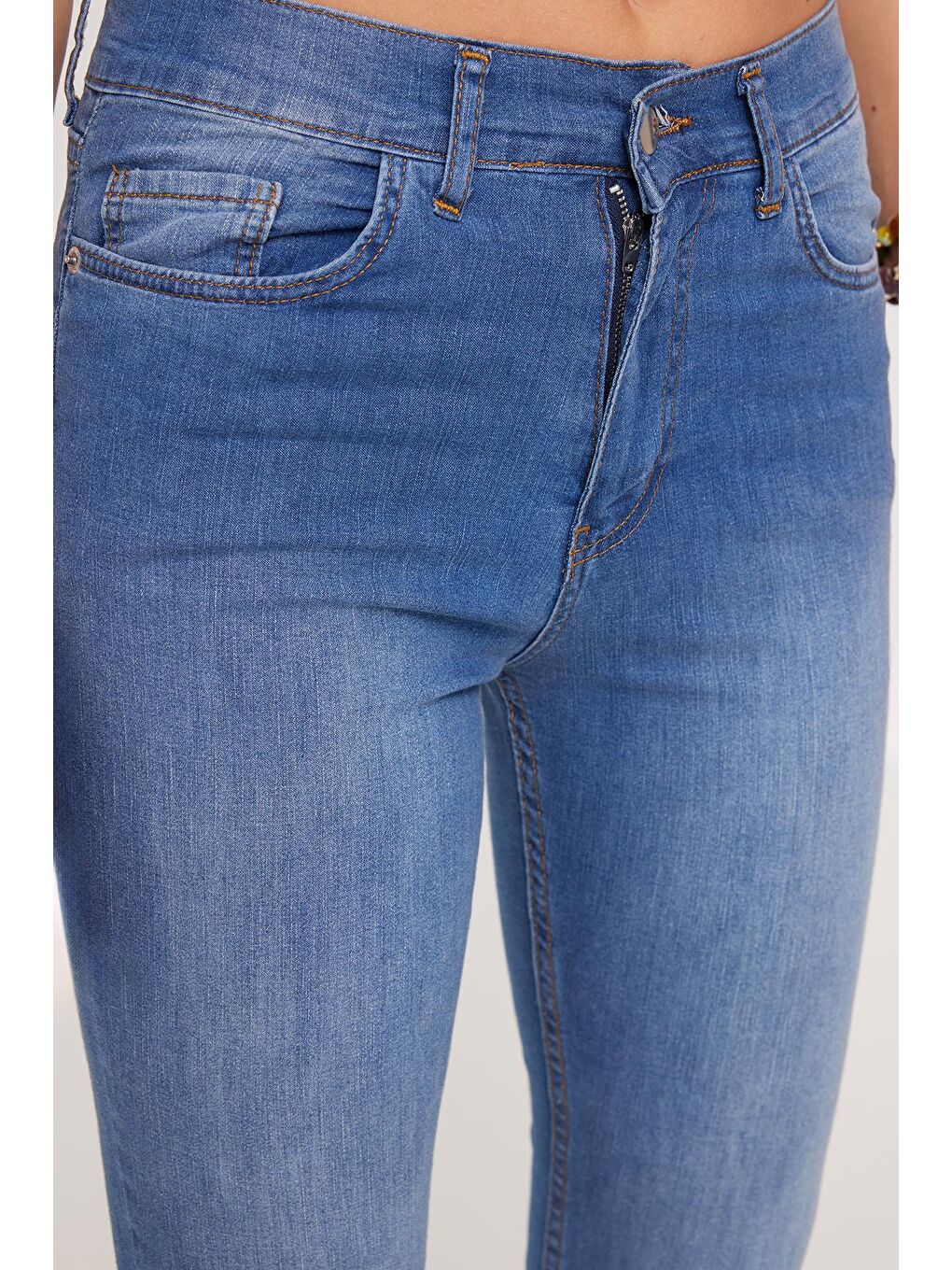 Kadın Regular Fit Klasik Kesim Pamuklu İspanyol Paça Lacivert Jean Jean Pantolon-2