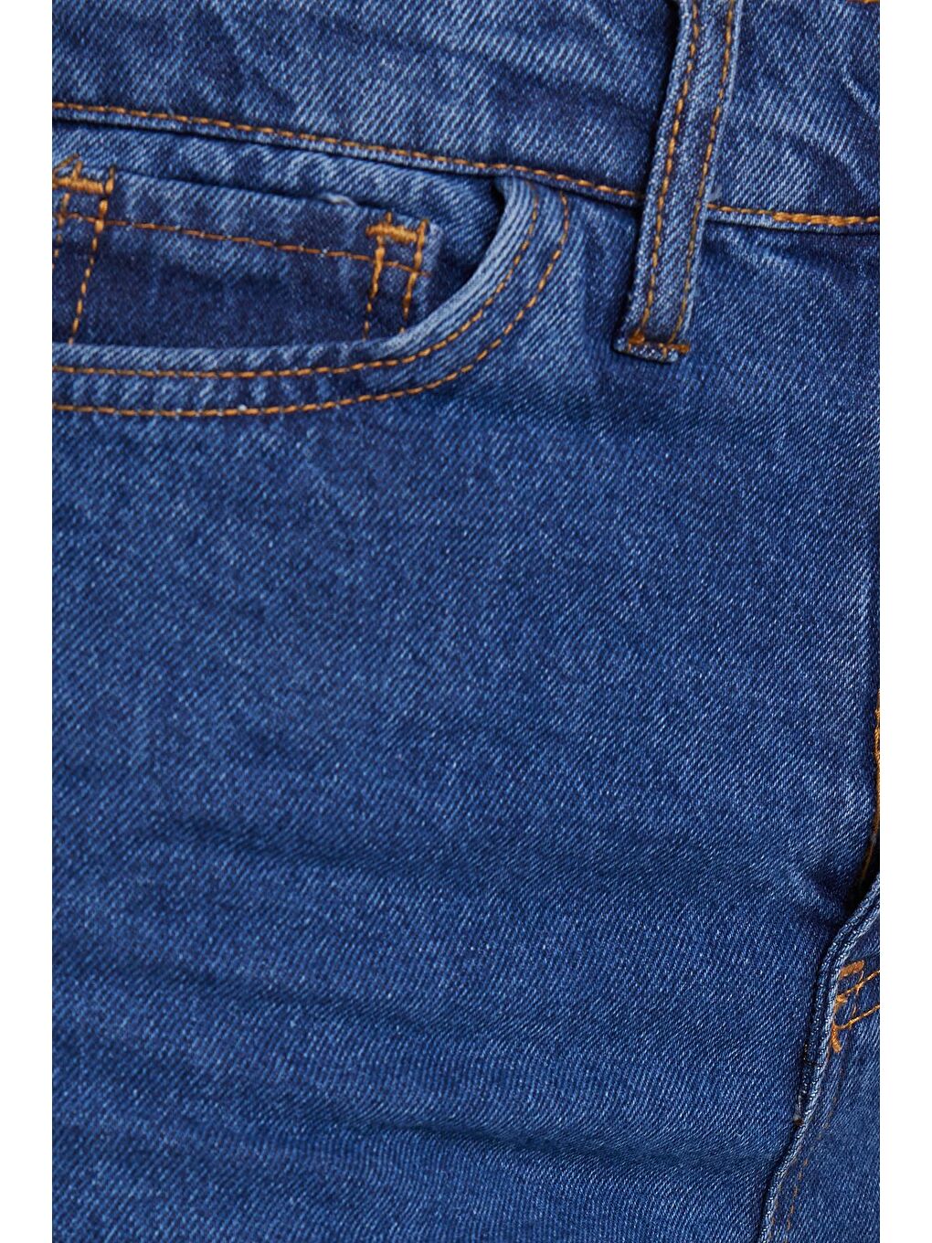 Kadın Regular Fit Klasik Kesim Pamuklu Bol Paça Koyu Mavi Jean Pantolon-5