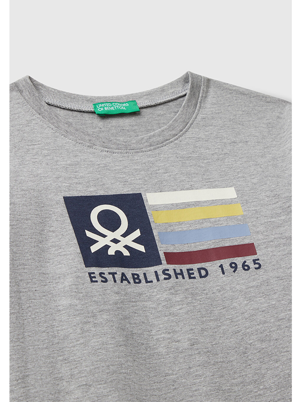 Erkek Çocuk Gri Melanj Organik Pamuklu Önü Logo Baskılı Uzun Kollu Jarse T-shirt-2