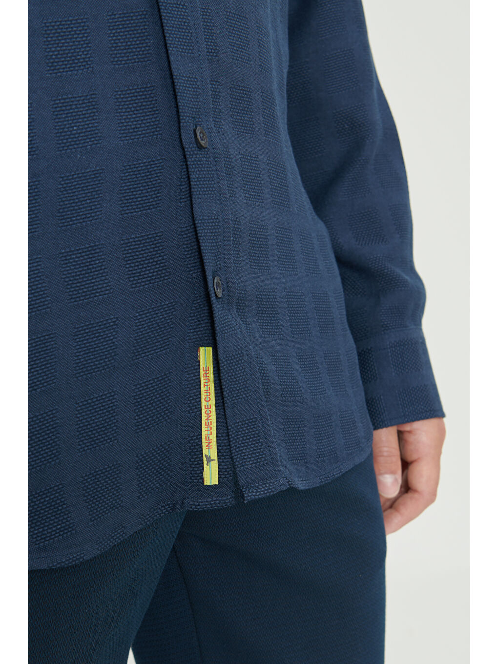 Erkek Lacivert Slim Fit Dar Kesim Klasik Yaka Kareli Pamuklu Gömlek-5