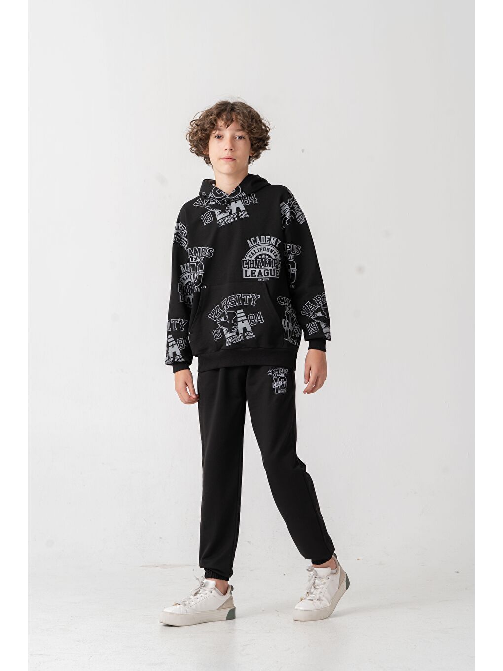 Siyah Academy California Champ League Since 1979 Baskılı Erkek Çocuk Alt Üst Eşofman Takımı-2