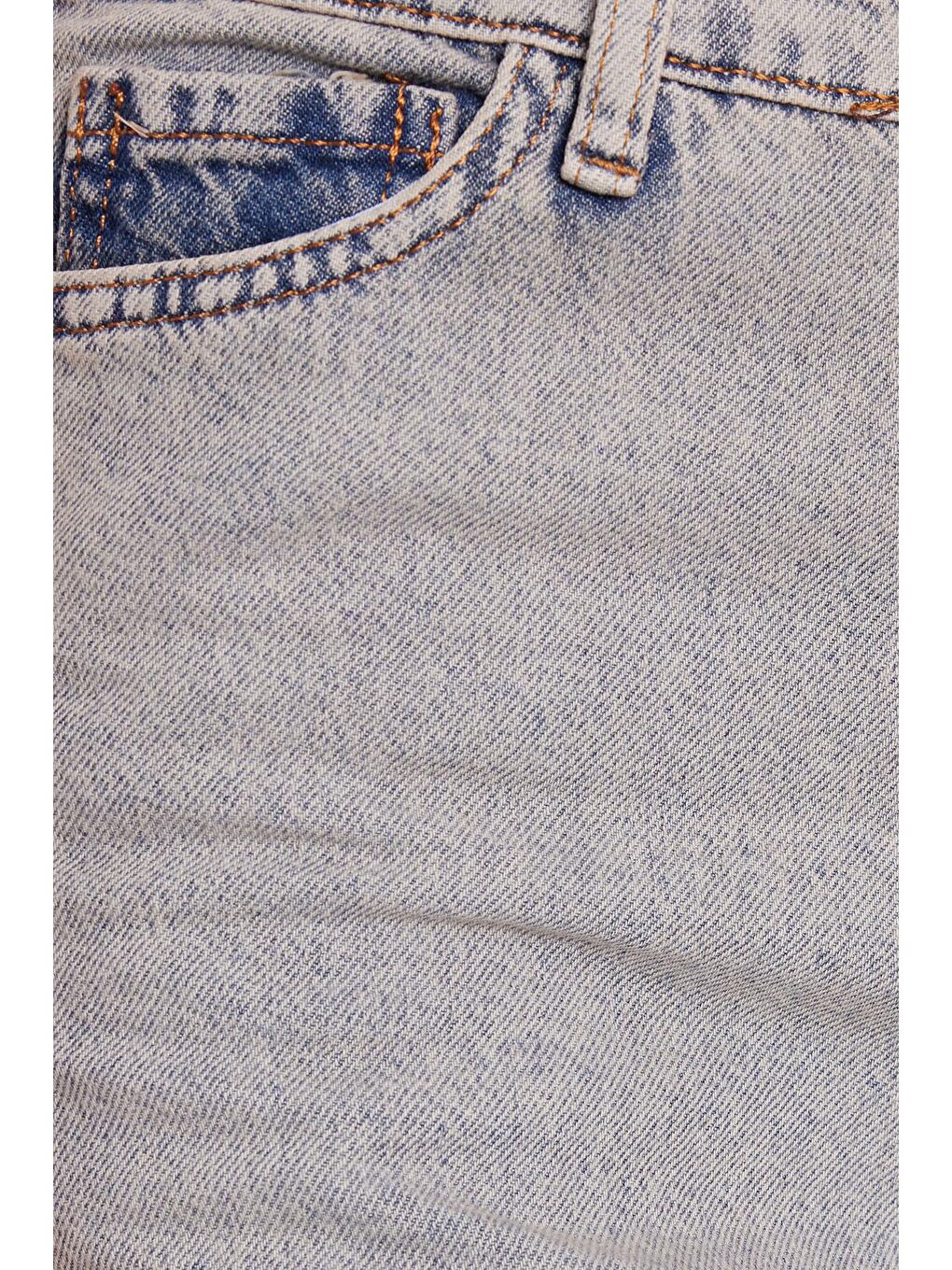 Kadın Regular Fit Klasik Kesim Pamuklu Bol Paça Koyu Açık Gri Jean Pantolon-5