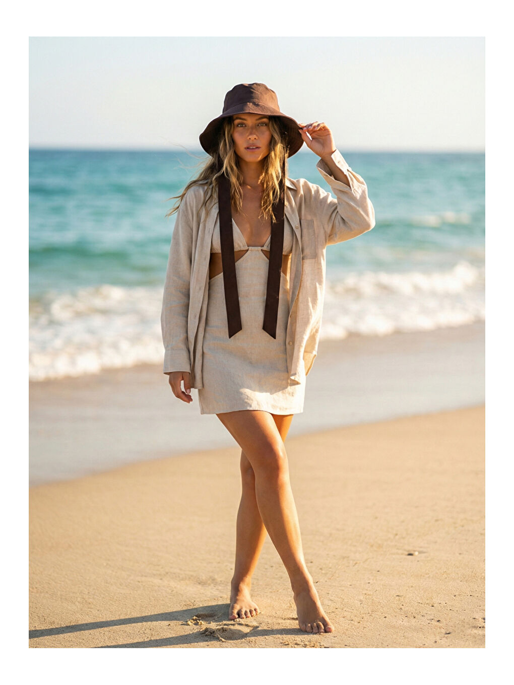 Kahverengi Kahve Bağlama Detaylı Bucket Şapka Spk09-1 KAHVERENGI-1