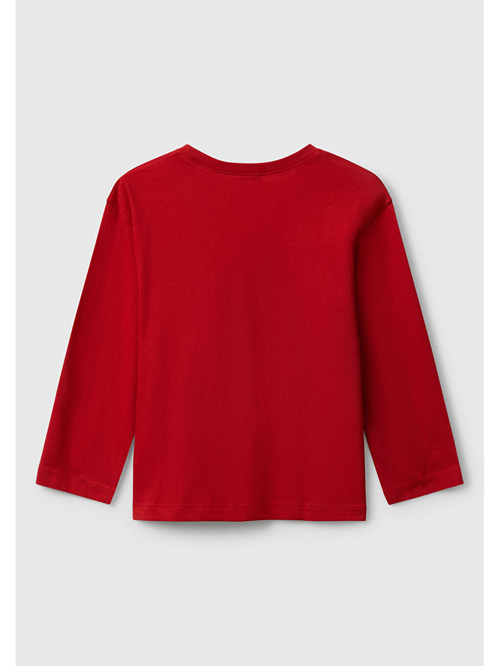Erkek Çocuk Kırmızı Organik Pamuklu Önü Logo Baskılı Uzun Kollu Jarse T-shirt-1