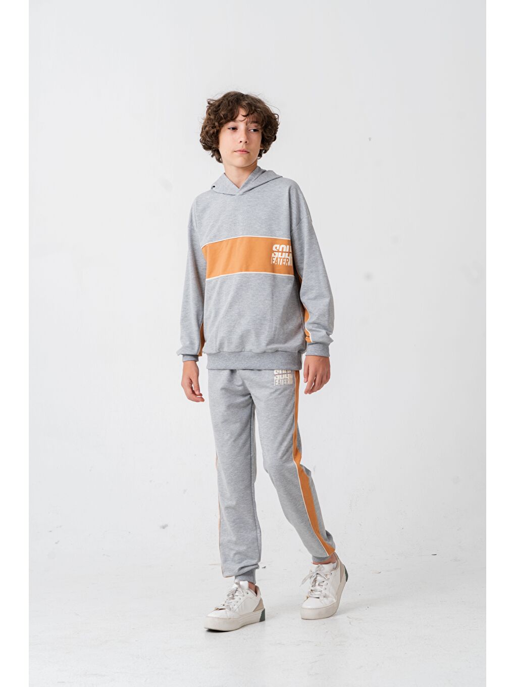 Gri Soul Fater Great Mental Attitude Baskılı Erkek Çocuk Alt Üst Eşofman Takımı-1