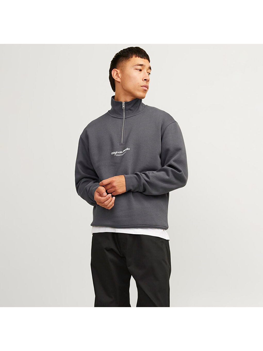 Vesterbro Quarter Zip Erkek Gri Bisiklet Yaka Sweatshirt