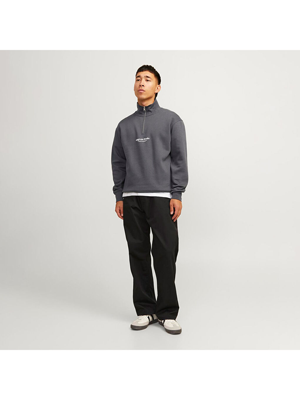 Vesterbro Quarter Zip Erkek Gri Bisiklet Yaka Sweatshirt-1