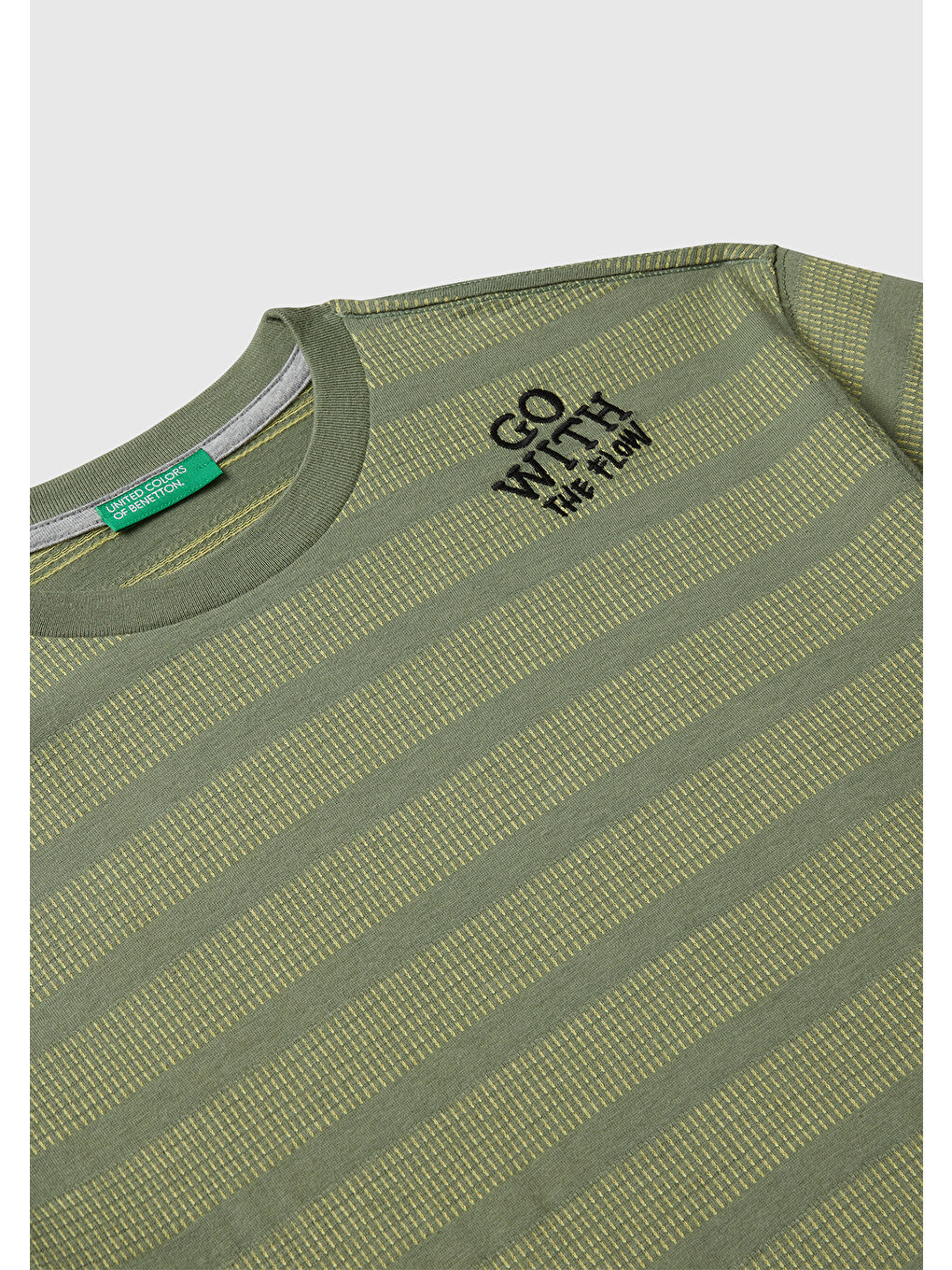 Erkek Çocuk Sarı Çizgili Önü Yazı Detaylı Kolu Logo Etiketli Oversize T-shirt-2