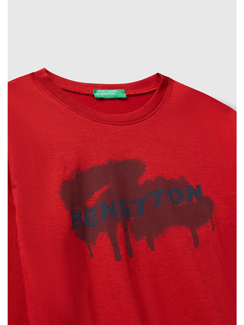 Erkek Çocuk Kırmızı Organik Pamuklu Önü Logo Baskılı Uzun Kollu Jarse T-shirt-2