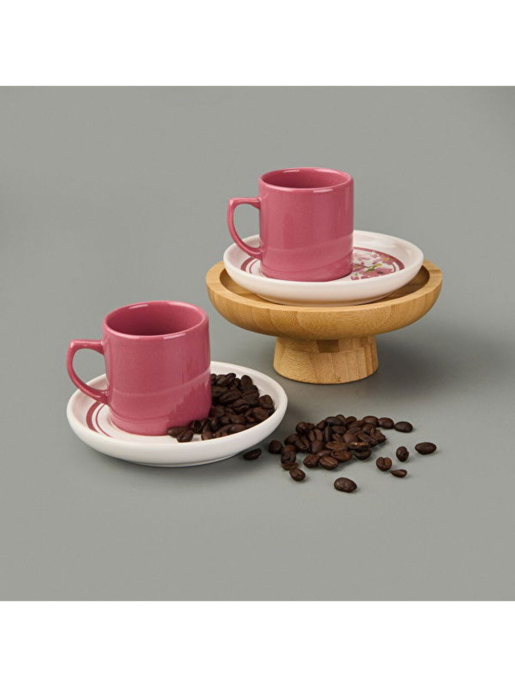 Kitchen Flowery Nordic 4 Parça Kahve Fincanı - Mürdüm / Beyaz - 110 ml-1