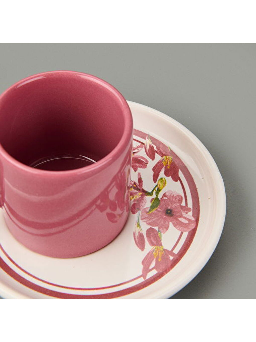 Kitchen Flowery Nordic 4 Parça Kahve Fincanı - Mürdüm / Beyaz - 110 ml-3