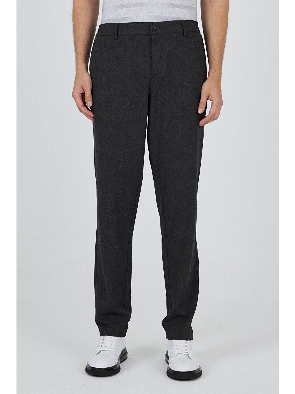 Koyu Antrasit Esnek Yandan Cepli Casual Standart Fit Pantolon 1003250119