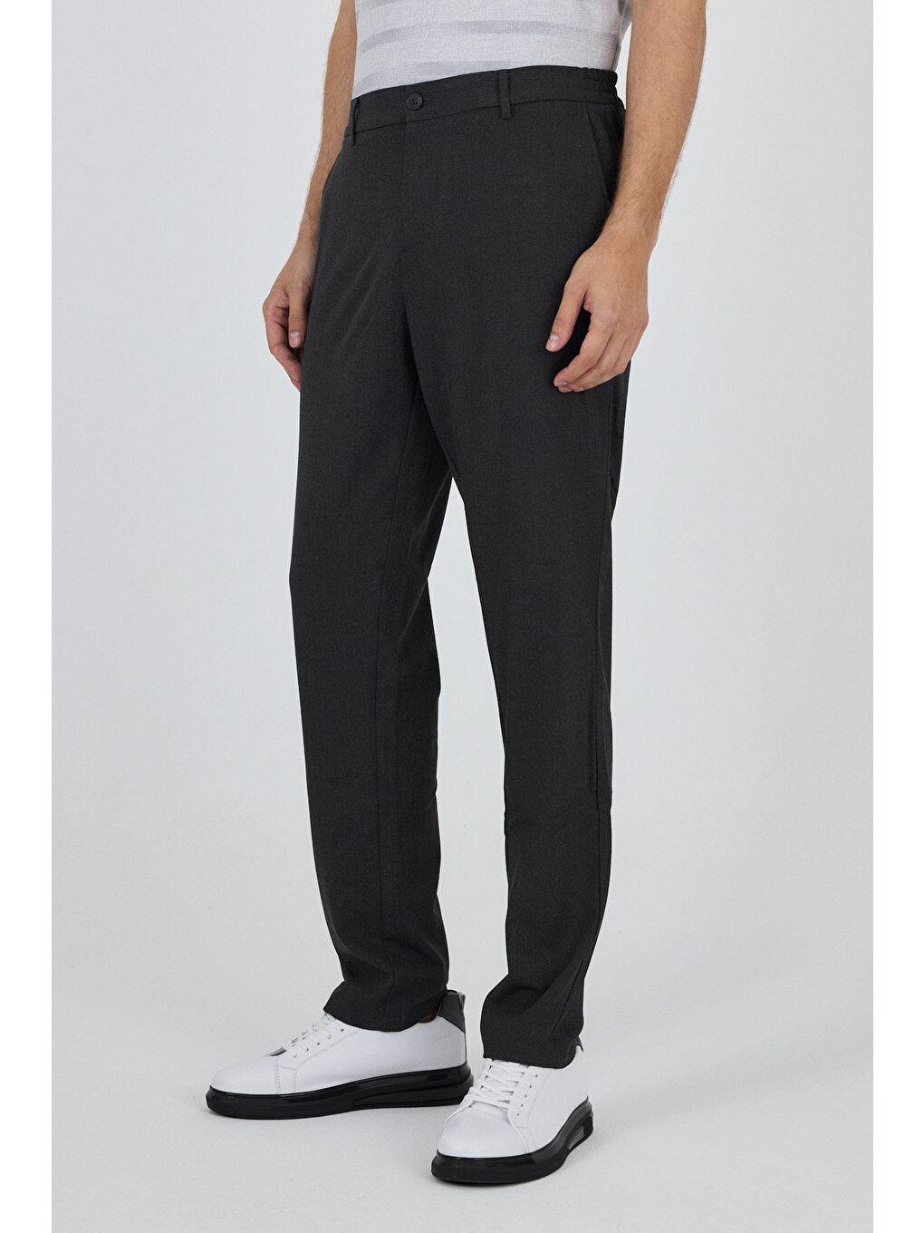 Koyu Antrasit Esnek Yandan Cepli Casual Standart Fit Pantolon 1003250119-2