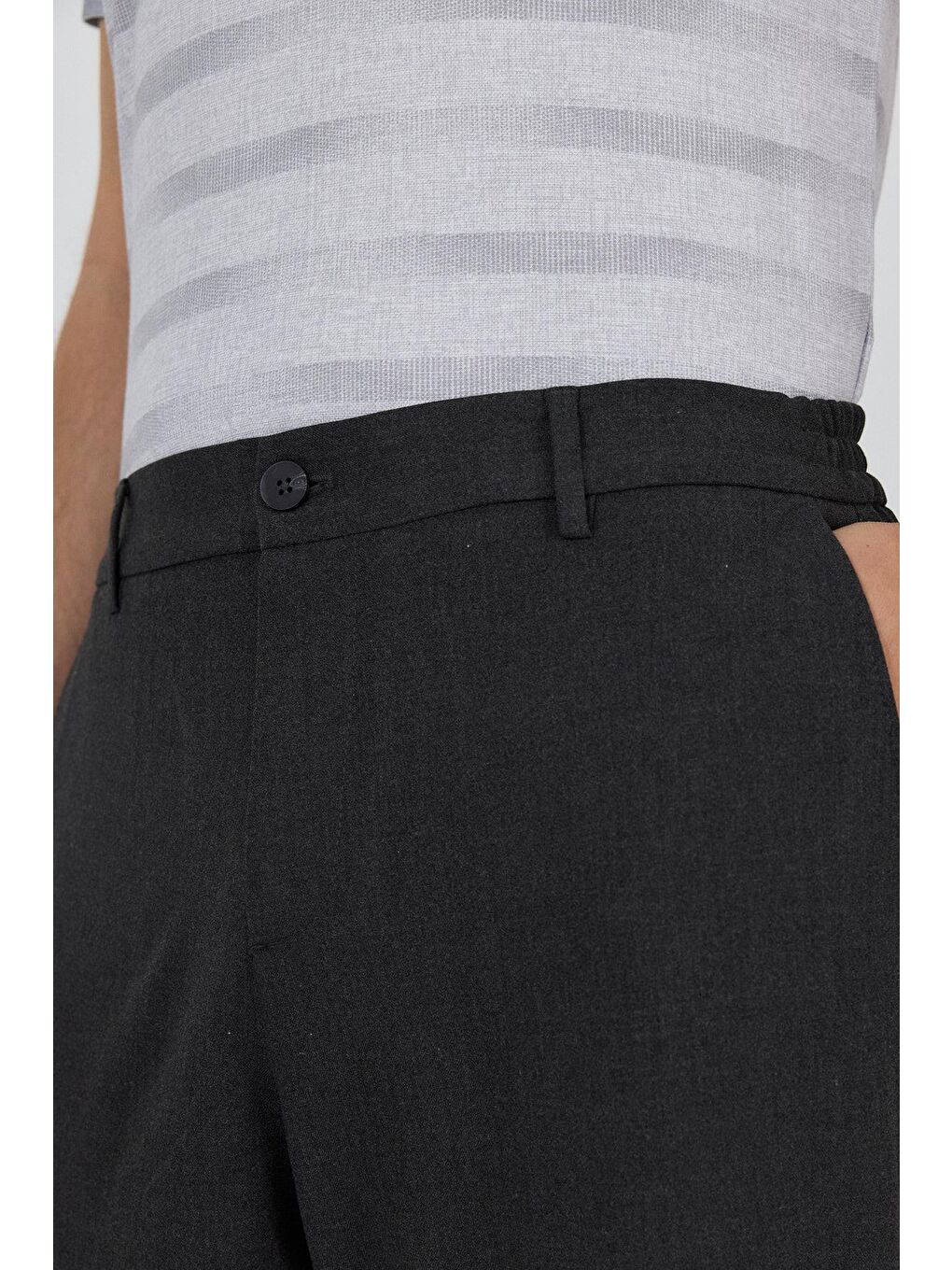 Koyu Antrasit Esnek Yandan Cepli Casual Standart Fit Pantolon 1003250119-3