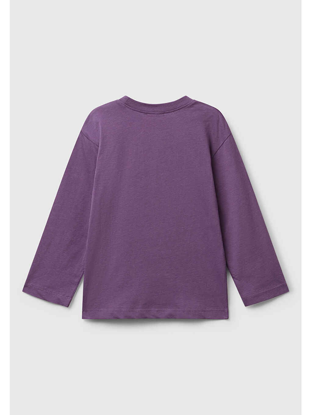 Erkek Çocuk Mor Baskılı Bisiklet Yaka Uzun Kollu T-shirt-1