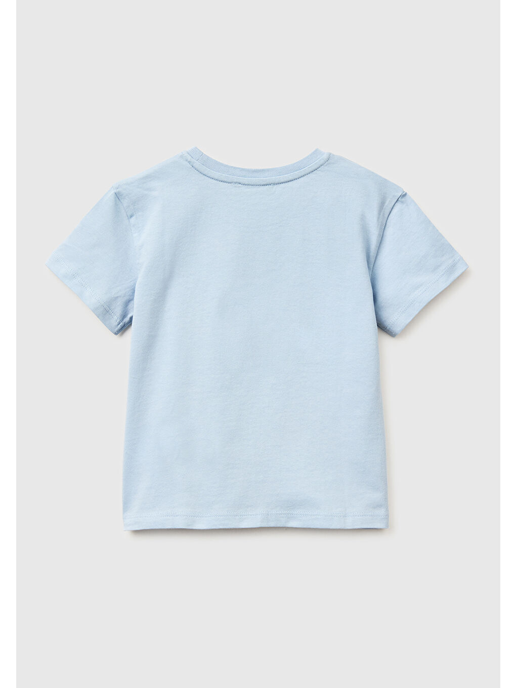Kız Çocuk Buz Mavisi Su Bazlı Baskılı İşlemeli Bisiklet Yaka T-Shirt-1