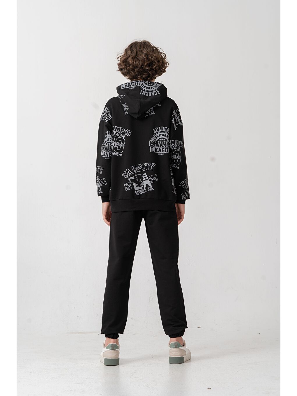 Siyah Academy California Champ League Since 1979 Baskılı Erkek Çocuk Alt Üst Eşofman Takımı-4