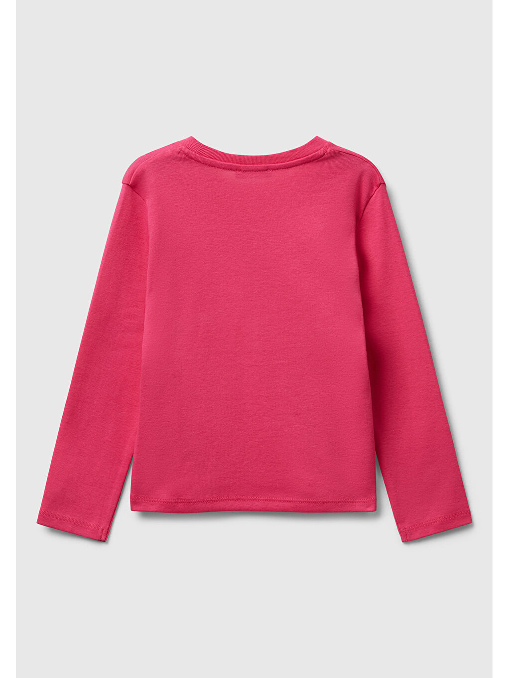 Kız Çocuk Pembe Önü Parıltılı Logo Baskılı Slim Fit Uzun Kollu T-shirt-1
