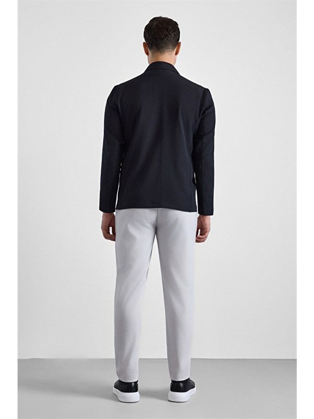 Siyah Slim Bebe Yaka Düz Yan Cepli Fermuarlı Dolgusuz Mont Ceket-9