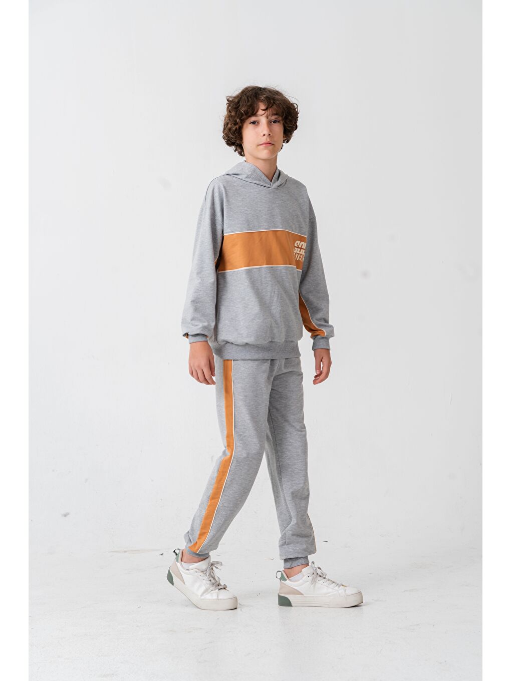 Gri Soul Fater Great Mental Attitude Baskılı Erkek Çocuk Alt Üst Eşofman Takımı-3