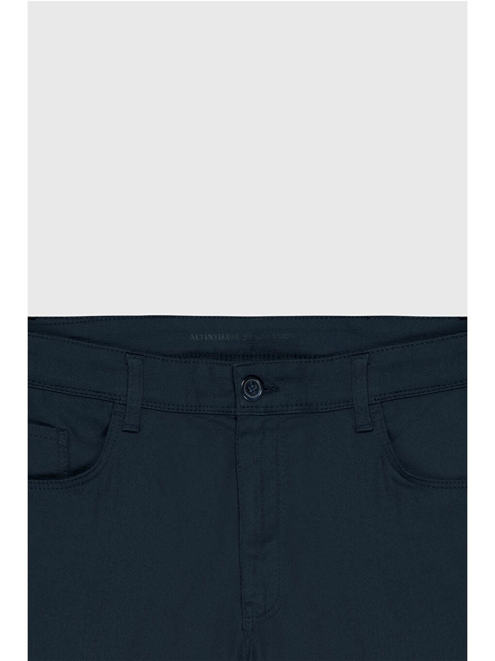 Erkek İndigo Comfort Fit Rahat Kesim Pamuklu Armürlü 5 Cep Greensboro Pantolon-1