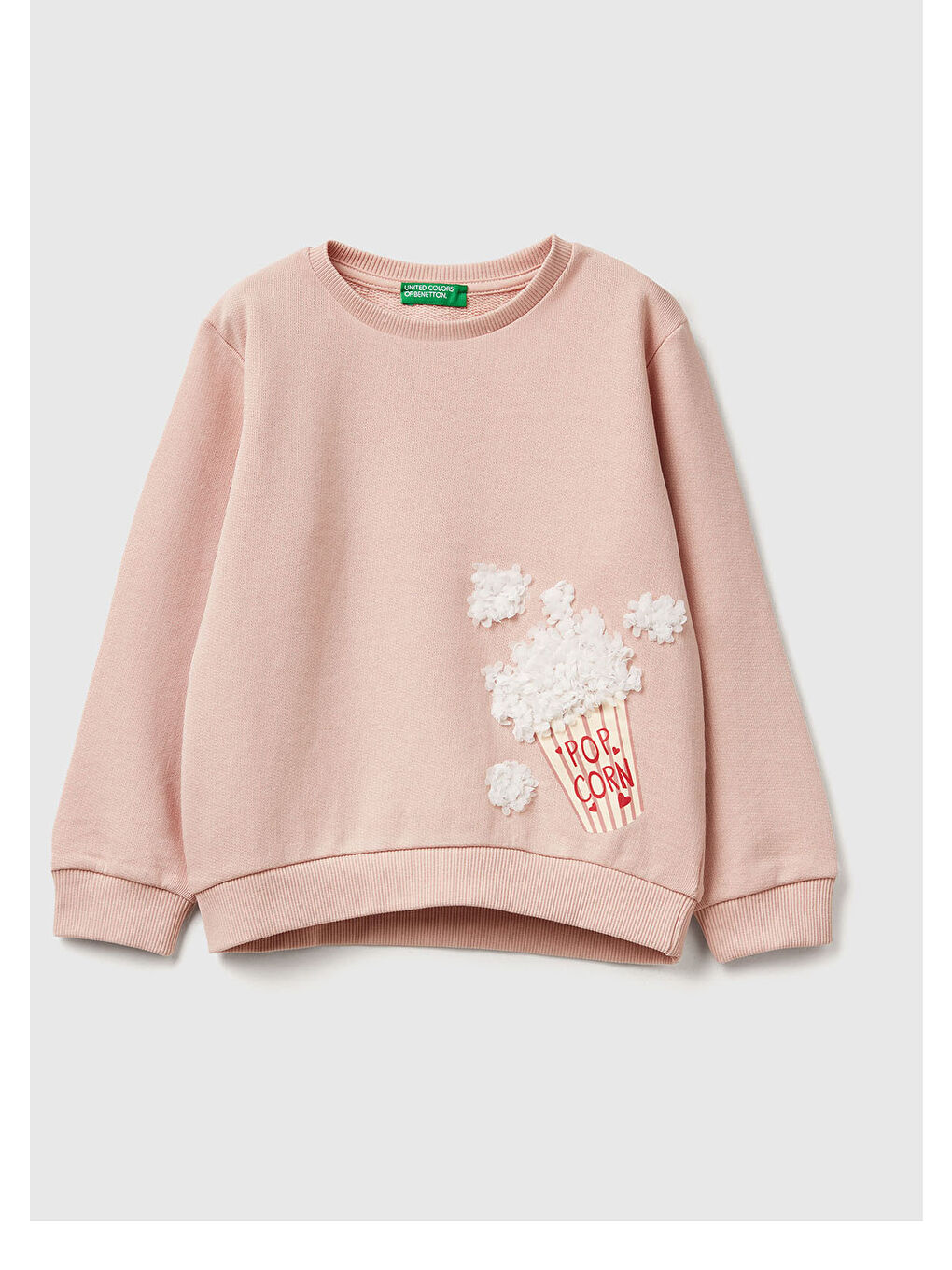 Kız Çocuk Toz Pembe Grafik Baskılı Ribanalı Regular Fit Sweatshirt