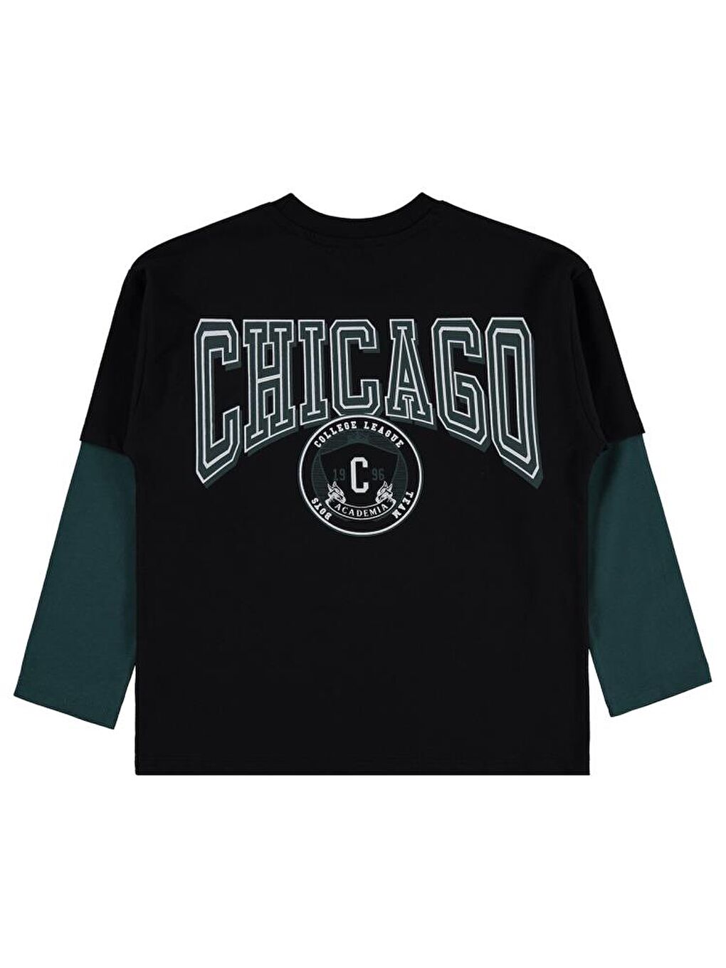 Siyah Boys Chıcago Baskılı Çıkma Kol 6-9 Yaş Sweatshirt