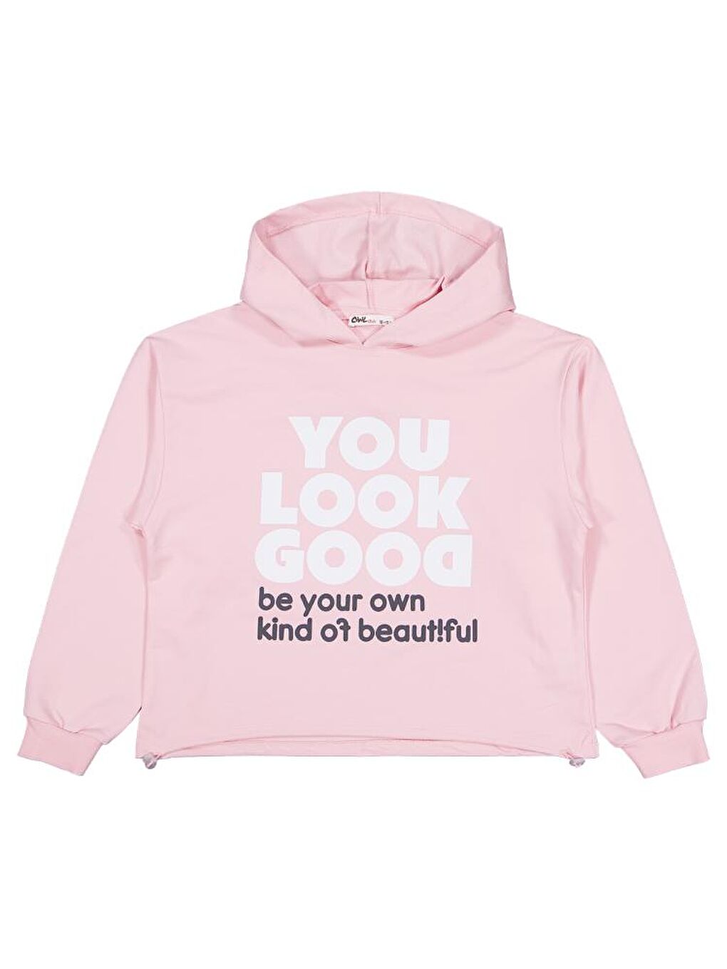 Pembe Girls You Look Good Baskılı 10-13 Yaş Sweatshirt-1
