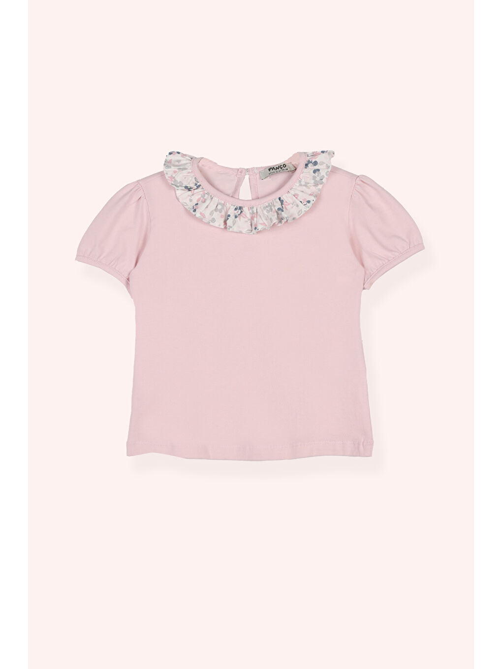 Pembe Kız Çocuk Yakası Fırfırlı T-Shirt