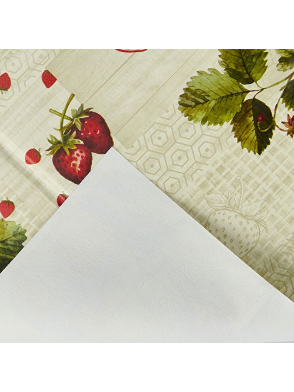 Soft Çilek Pvc Masa Örtüsü - Bej - 140x200 cm-1