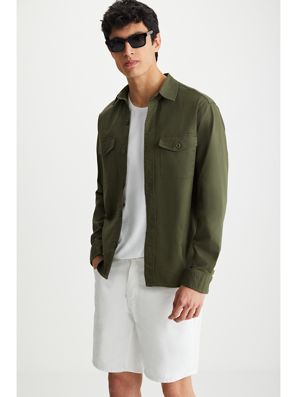Nader Erkek Kalın Dokuma Kanvas Kumaşlı Gömlek Tipi Haki Ceket-2