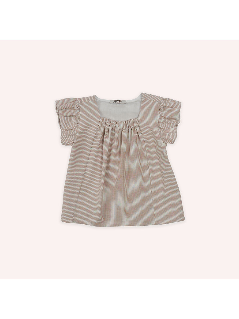 Kız Çocuk Kolları Fırfırlı Bluz Bej