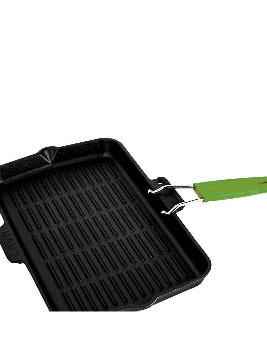 Yeşil Dikdörtgen Sığ Izgara Tavası Silikon Tel Saplı Ölçü 21x36cm.-3