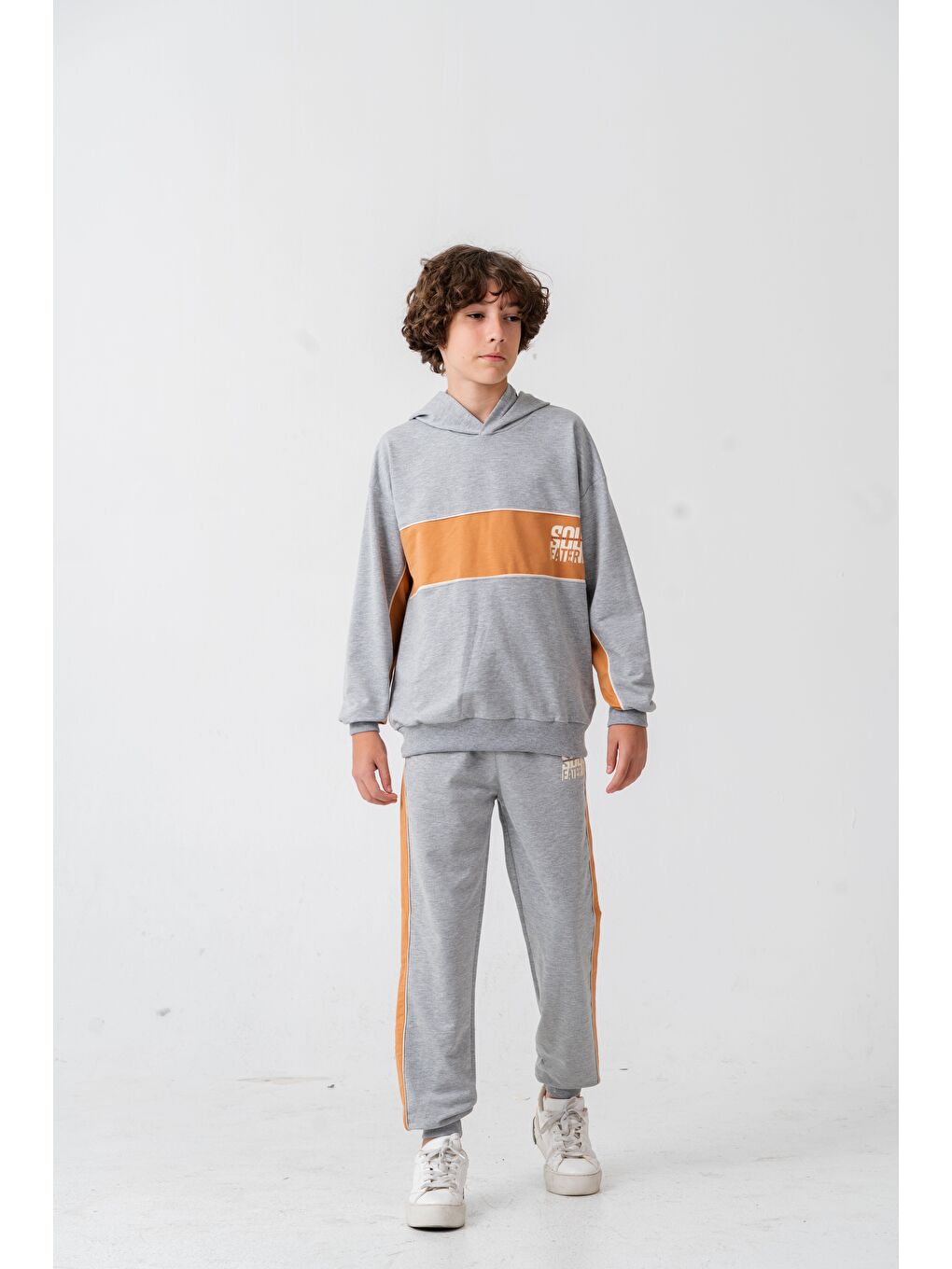 Gri Soul Fater Great Mental Attitude Baskılı Erkek Çocuk Alt Üst Eşofman Takımı-5
