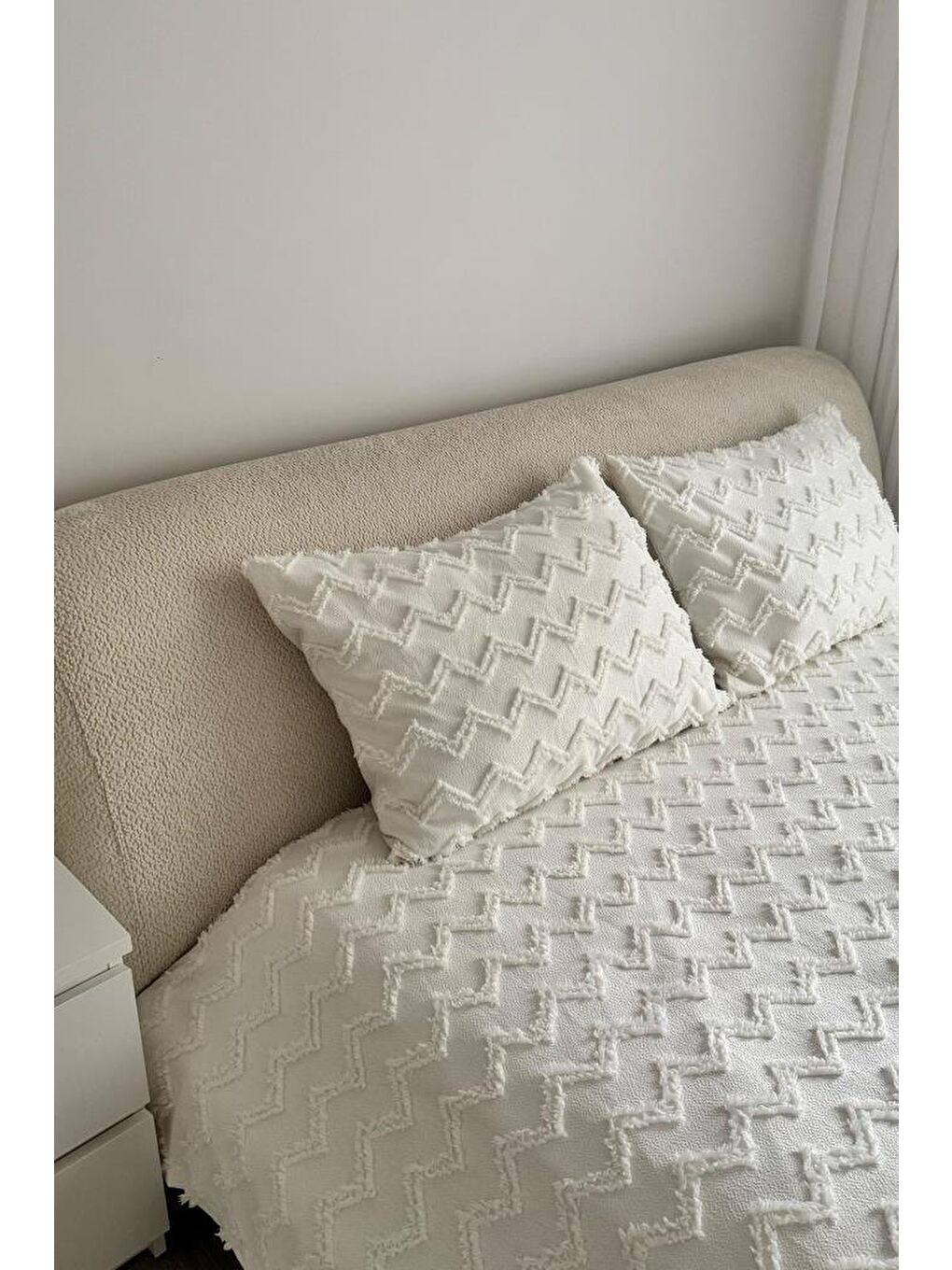 Ekru Lumpa 2 Parça Tek Kişilik Pike Takımı Krem-2