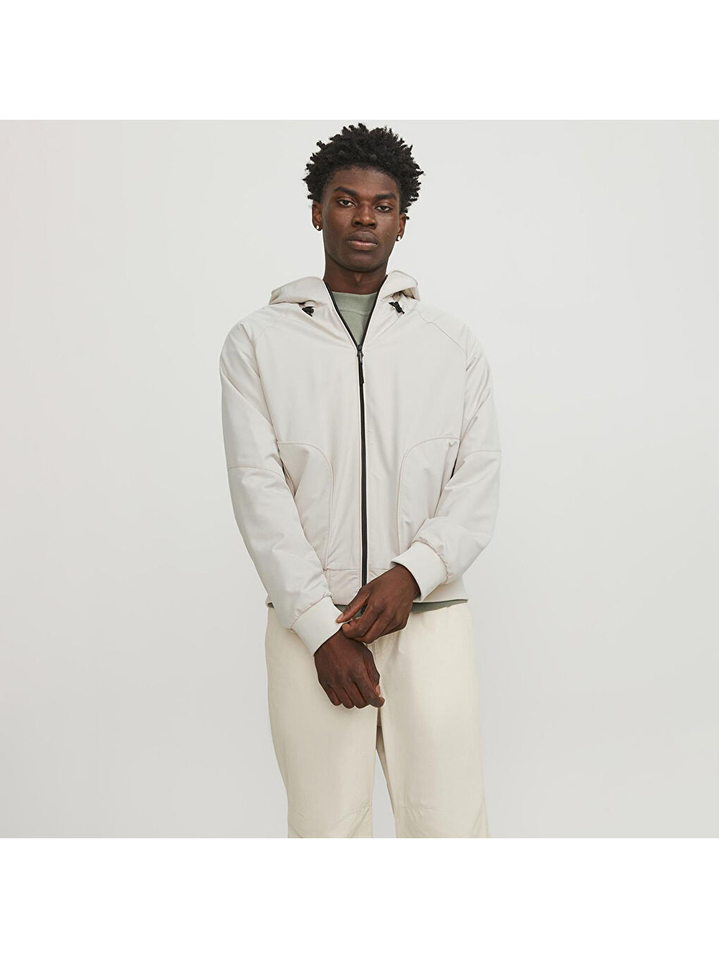 Track Bomber Erkek Bej Kapüşonlu Ceket