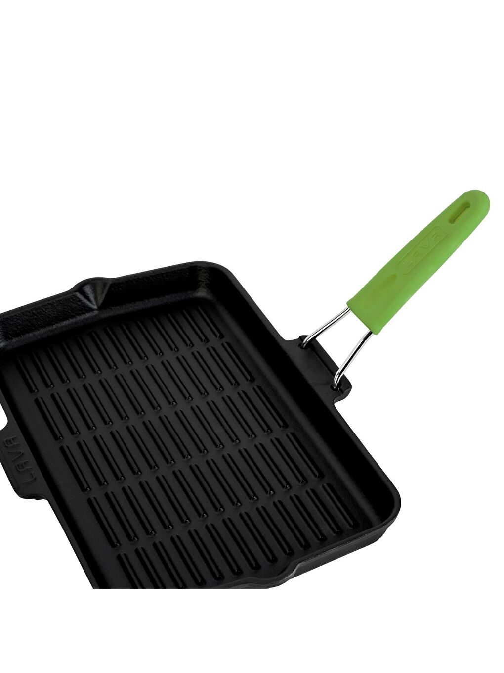 Yeşil Dikdörtgen Sığ Izgara Tavası Silikon Tel Saplı Ölçü 21x36cm.-4