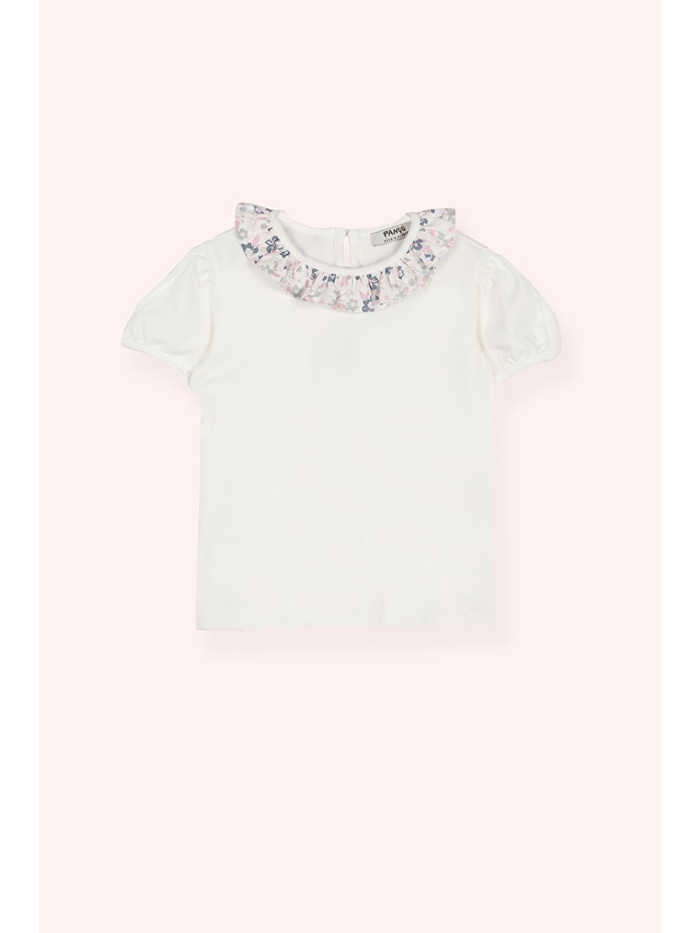 Kız Çocuk Yakası Fırfırlı T-Shirt Beyaz